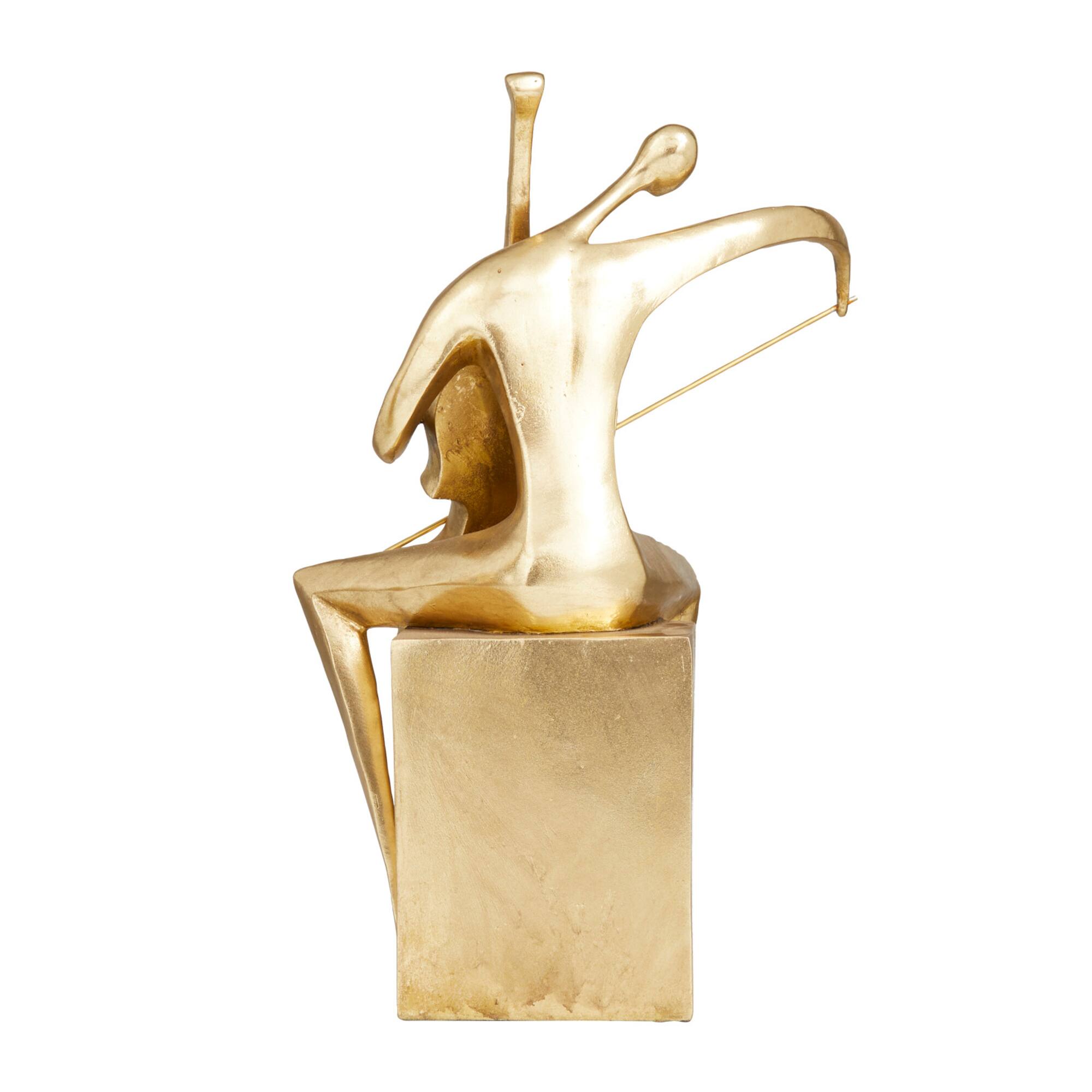 Gold Polystone Contemporary Sculpture, 17" x 12" x 7"